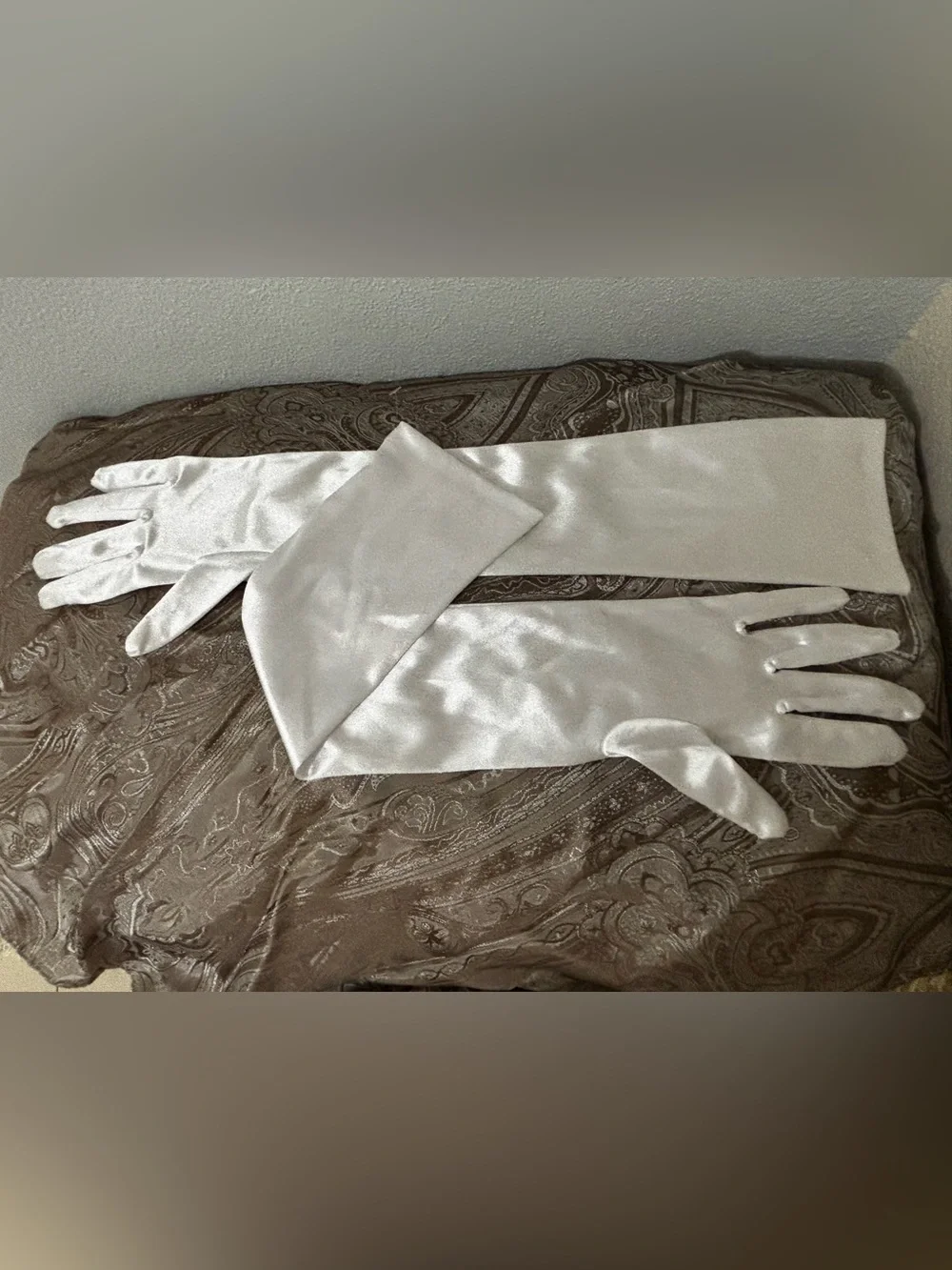 Elegant Long Satin Evening Gloves in White